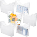 Qunclay 6 Plastic Freezer Organizer Bins with Wheel Set Clear Tall Narrow Kitchen Pantry Organizer Snack Storage Containers for Office Refrigerator(10 x 13.3 x 3.5 Inches)