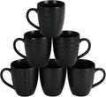 Schliersee 16 OZ Black Coffee Mugs Set of 6, Geometric Pattern Ceramic Coffee Mug Cups for Latte, Tea, Cappuccino, Mocha, Cocoa, Espresso cups