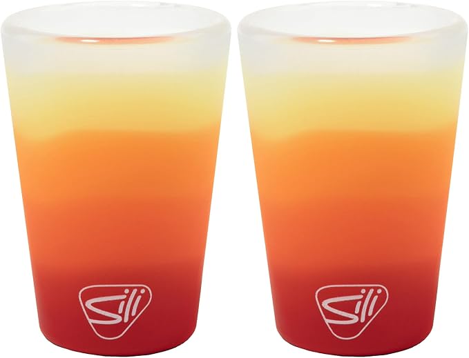 Silipint 1.5oz Silicone Shot Glasses – Pack of 2 Unbreakable, BPA-Free, Non-Toxic, Dishwasher & Freezer Safe Cups – Colored Shot Glasses for Cold Beverages, Cocktails, Travel, Party (Marigold)
