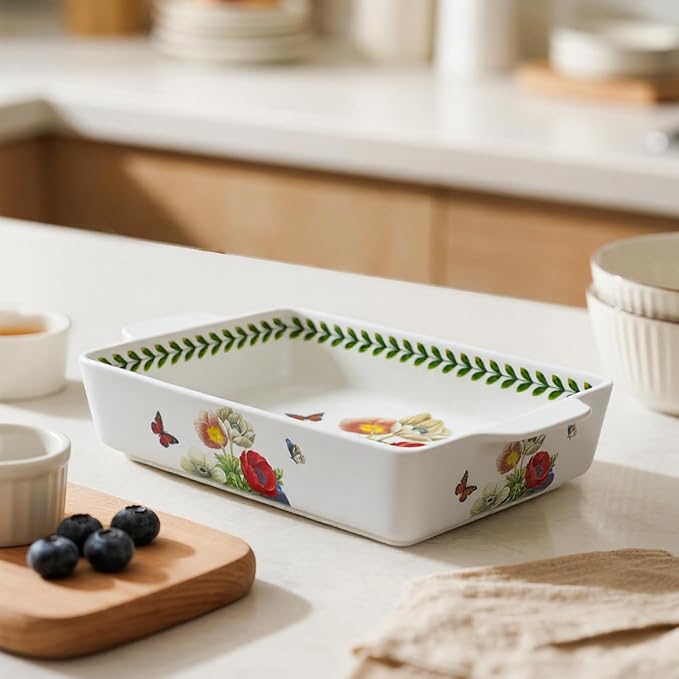 ACMLIFE Ceramic Casserole Dish Set, Ceramic Baking Dish for Oven, Casserole Dish Bakeware Set, Casserole Dishes for Oven, Lasagna Pan, Large Baking Dishes with Handles, Microwave, Dishwasher Safe, Gift Packaging Floral 2 Pcs Set(13"x8"+10.3"x6.3") (Bea...
