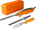 Electric Knife, Electric Carving Knife Set with Two Serrated Stainless Steel Blades, Carving Fork, with Non Slip Handle, Safety Lock and Storage Case for Meat, Bread Fish,Other and Foods.