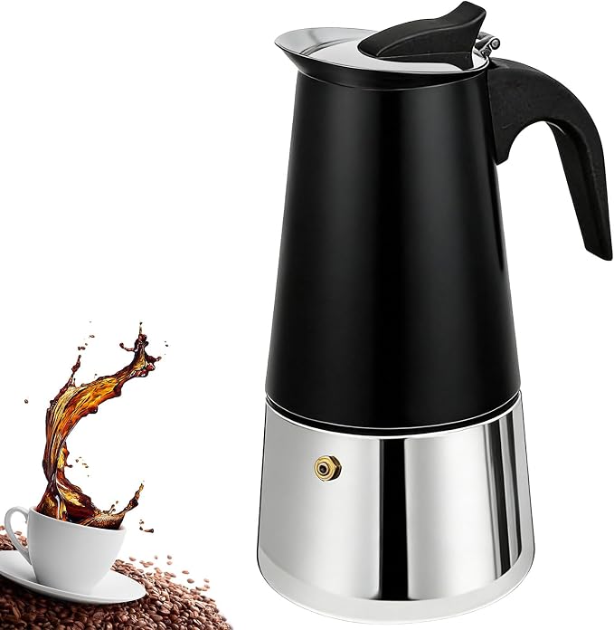 2 Cup Stovetop Espresso Maker Stainless Steel Moka Pot Stove Top Percolator Italian Coffee Makers Capable Mocha Greca Machine Cafe Classic Induction Cookers for Home and Camping 100ml 3.3oz
