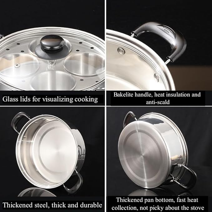 Egg Poacher Pan Stainless Steel 4 Cup Poached Egg Maker Nonstick Poached Egg Maker for Kitchen