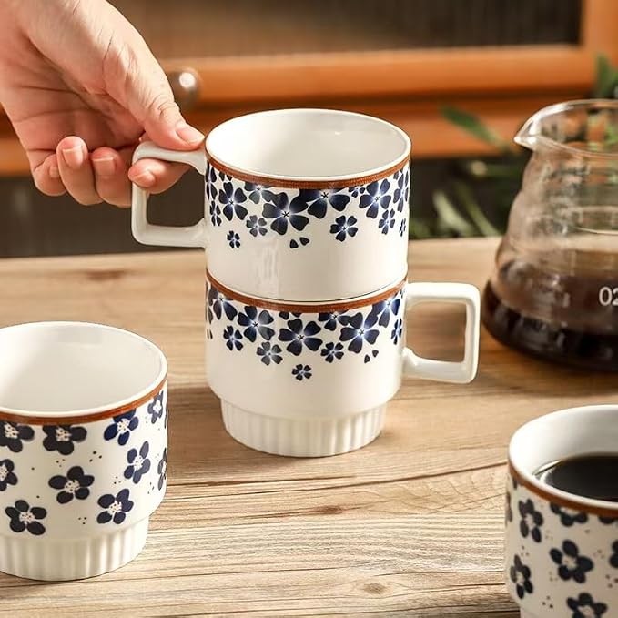 Ceramic Coffee Mugs 12 oz, Cups Set of 2, Mug for Coffee Milk Latte Cappuccino Tea, for Office Home shwasher Microwave Freezer Safe（Blue）