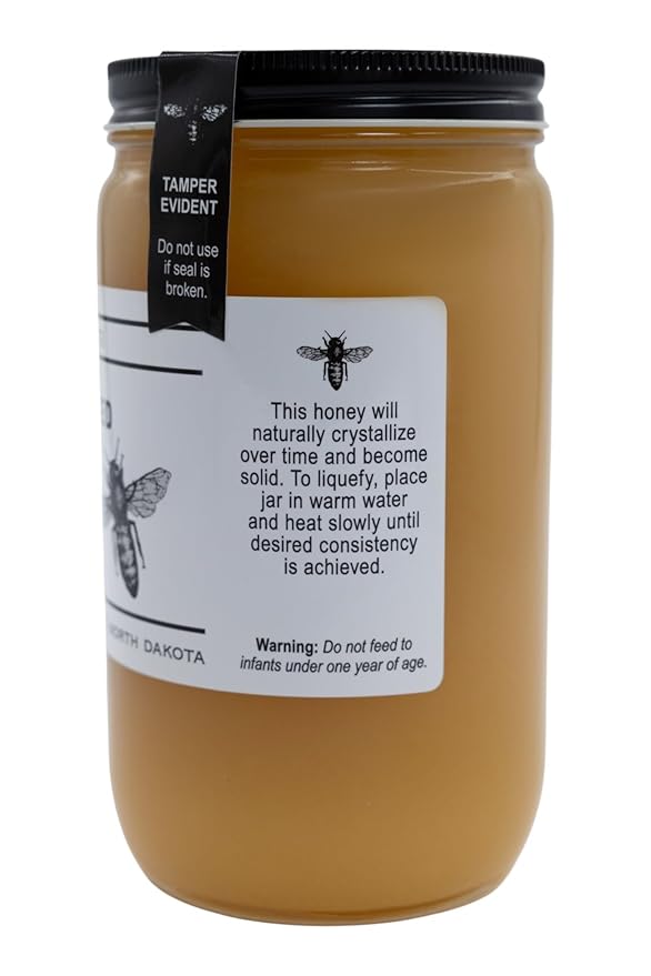 TJO Bees Raw and Unfiltered Honey, 44 OZ Glass Jar
