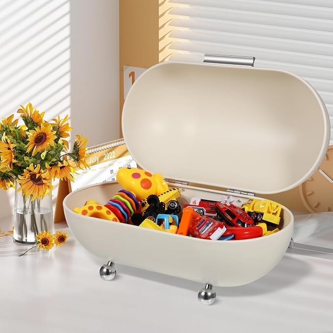 Angoily Metal Bread Box 13X7.5X7.5 Inch Kitchen Countertop Bread Container with Rolling Door Large Storage Organizer for Household Food and Sundries