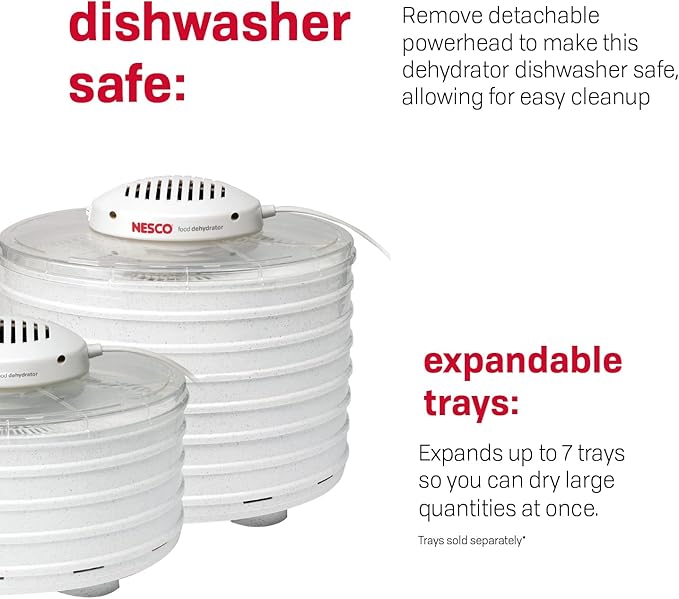 Nesco FD-37A Food Dehydrator for Herbs, Fruit, Beef Jerky, 4 Trays, Speckled White