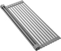 Mistifi Silicone-Coated Stainless Steel Over The Sink Multipurpose Roll-Up Dish Drying Rack, 16.9"X12.2", Heat Resistant Non Slip Dish Draining Rack BPA Free Dishwasher Safe (S, Gray)