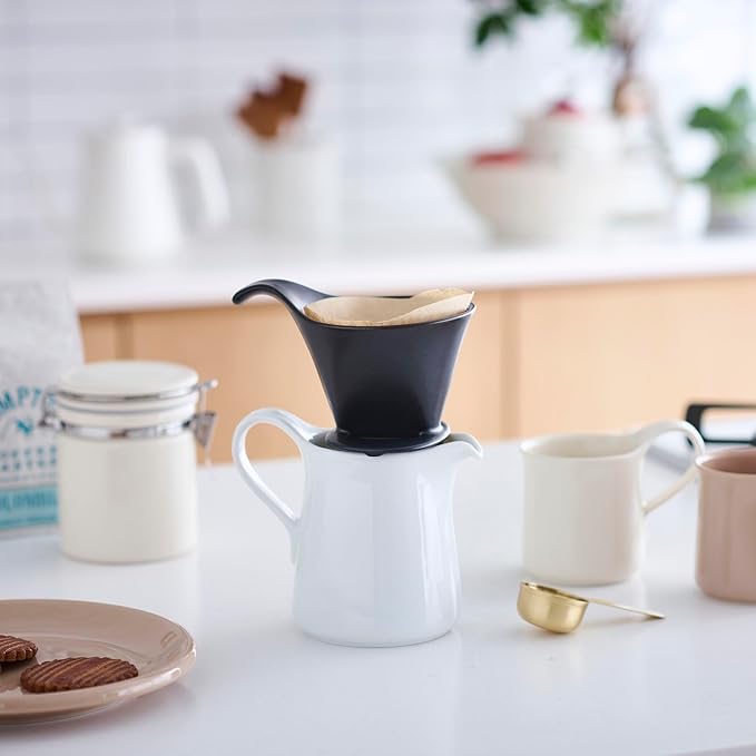 Zero Japan - Bee House Pour Over Coffee Dripper - Lead-Free & Cadmium-Free Ceramic Coffee Maker with Elegant Peek Hole, Drip Cone Brewer Coffee Gifts, Brewing Accessories - Noble Black, Standard Size