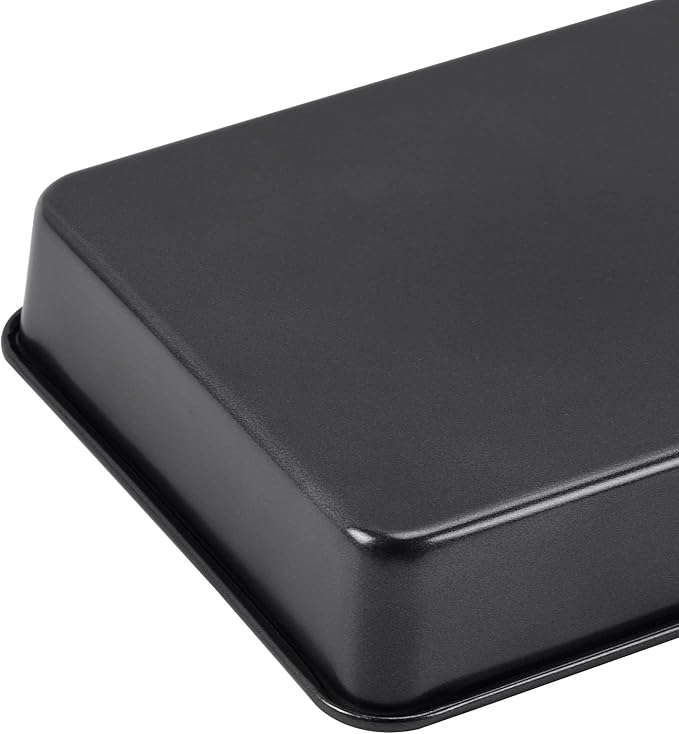 Nonstick Roasting Pan, Deep Baking Pan Set, Large Cake Pan Sets for Oven, 3-Piece Brownie Pan （Black）