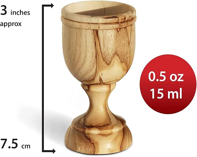 THE JERUSALEM GIFT SHOP SINCE 2004 10 Small Communion Cups. Hand Carved Kiddush Cup from Olive wood - for Church, Ministry & Worship events with Certificate of Origin.