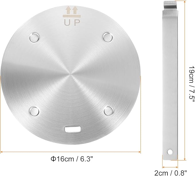 uxcell Heat Diffuser Plate for Gas Stove 6.3 Inch Round Heat Conduction Induction Adapter Plate with Removable Handle Cookware Protector for Cookware Heat Cooking Unfreeze, Silver Tone