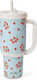 Ello Oasis 40oz Tumbler with Handle & Retracting Straw | Reusable Insulated Stainless Steel Cup 100% Leakproof | Keeps Cold for 24 Hours | Cup Holder Friendly | Picnic on the Vine