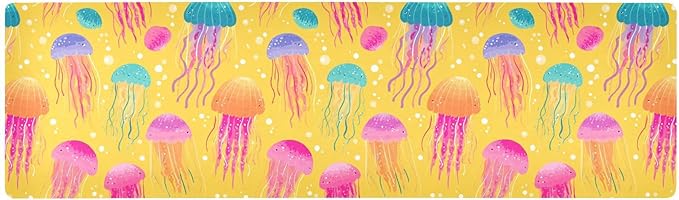 Cute Jellyfish Bubbles Yellow Trivet Table Runner Heat Resistant 230F for Hot Dishes Pots Plates Kitchen Dining Table Protector Decorative 39.37x 11.8