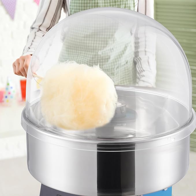 VEVOR Electric Cotton Candy Machine with Cover, 1000W Commercial Floss Maker w/Stainless Steel Bowl, Sugar Scoop and Drawer, Perfect for Home, Carnival, Kids Birthday, Family Party, Blue