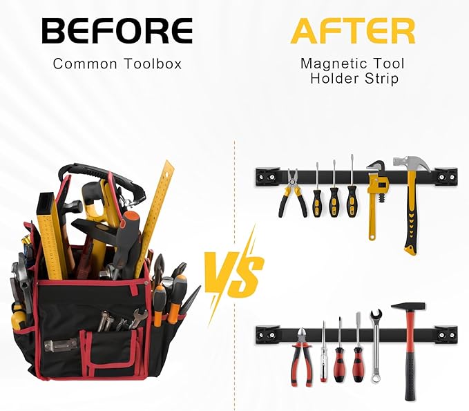 DGSL Magnetic Tool Holder Strip 5 Pack, 16 In Heavy Duty Tool Organizer Magnetic Strip, Tool Magnet Bar For Garage Tool Organization