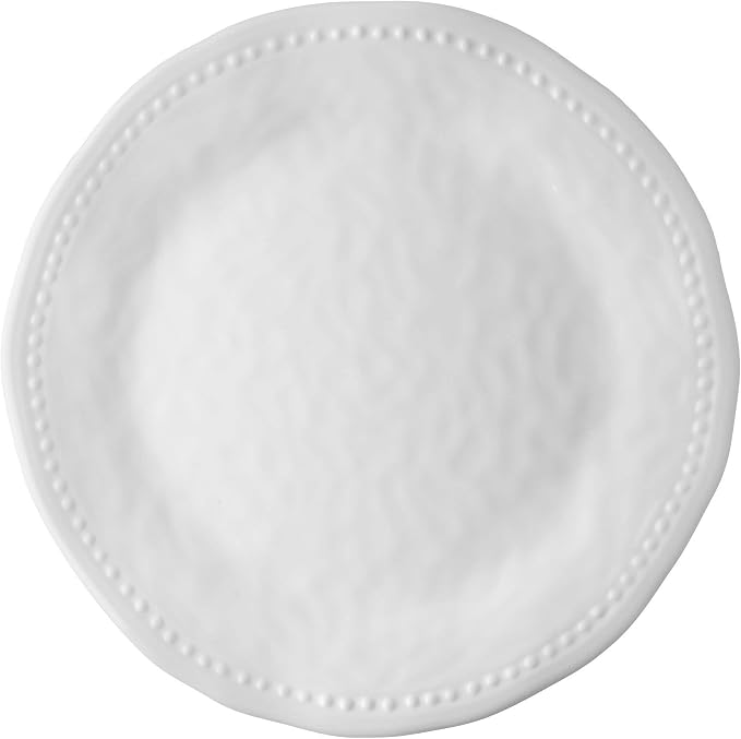 UPware 12 Piece Pebble Melamine Dinnerware Sets, Outdoor Dishes Set, Plates and Bowls Sets, Service for 4, White