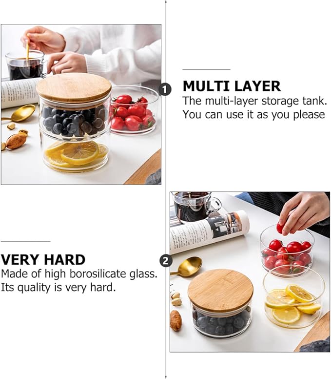 4Pcs Stackable Food Storage Jar with Lid Insect High Borosilicate Glass for Meal Prep and Fresh Bowls Versatile Kitchen Container for Snacks Fruits and More