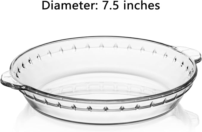 Sweejar 2-pack Glass Pie Pan, 7.5-Inch Round Baking Dish with Non-Stick Coating and Soft Wave Edge for Apple, Pumpkin, and Pot Pies