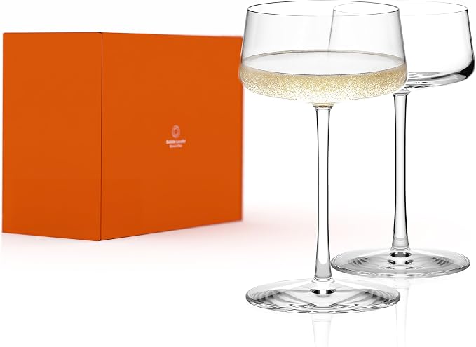 Stölzle Lausitz Champagne Coupes Power Set of 2, 9 1/4 oz – Elegant Crystal Glasses for Champagne, Sparkling Wine & Prosecco – Premium German Crystal Champagne Glasses – Dishwasher- & Shock-Resistant