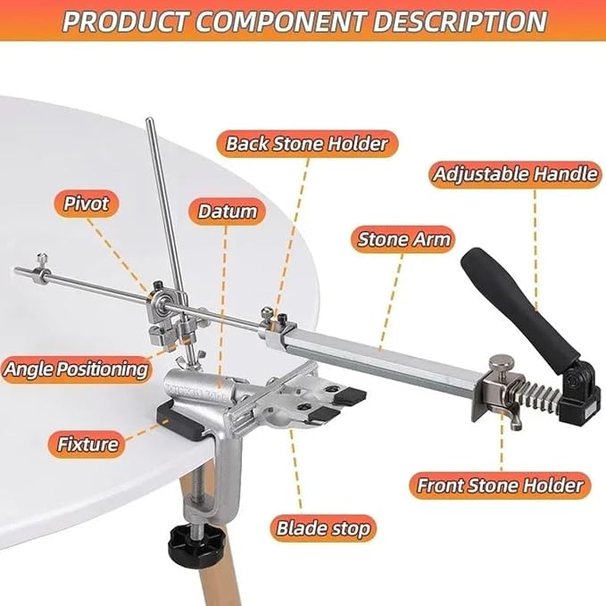 Professional Knife Sharpener with 11 Whetstones, Knife Sharpener Professional Stainless Steel Kitchen Chef Knife Sharpener Home Knife Sharpening Kit Abrasive Holding System Tools, Silver