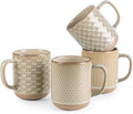 GBhome Large Coffee Mugs Set of 4, 16oz Handmade Stoneware Coffee Mugs Set with Large Handle for Cappuccino/Latte/Tea/Hot Cocoa, Dishwasher & Microwave Safe-Pale khaki