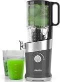 Juicer Machines For Whole Fruits, Aeitto Cold Press Juicer with Wide Feed Chute, Self Feeding Juice Extractor Machine, Easy to Assemble, Easy to Clean with Brush, High Juice Yield