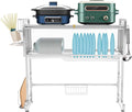 Over The Sink Dish Drying Rack 2 Tier Stainless Steel Dish Drainer Drying Rack 34.25" W Multifunctional Kitchen Organizers and Storage for Dishes, Glasses, Bowls, and Cutlery (Silver)