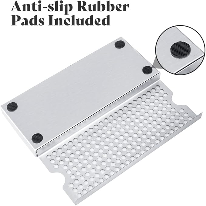 TMCRAFT Beer Drip Trays, Stainless Steel Kegerator Drip Tray with Non-Slip Rubber Pad, Highly Polished Surface Drip Tray for Restaurants, Kitchens, and Bars