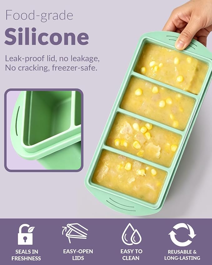 6 Pack Silicone Freezer Trays with Lid, Soup Freezer Container Molds, Perfect for Freezing Broth, Rice, Individual Portions, Meal Prepping and More