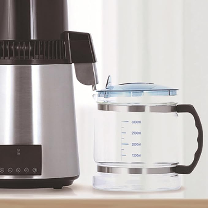 Distilled Water 1 Gallon Jug Clear Distilled Water 1 Gallon Jug, Replacement Water Distiller Glass Carafe with Scale, Portable Glass Water Filter Pitcher with Handle,Water Jugs 1 Gallon