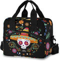 Cinco De Mayo Skull Insulated Lunch Bag Reusable Lunch Tote Bag Cooler Bag for Women Men Adult Lunch Box with Adjustable Shoulder Strap Leakproof Lunch Bag for Work School Picnic Camping