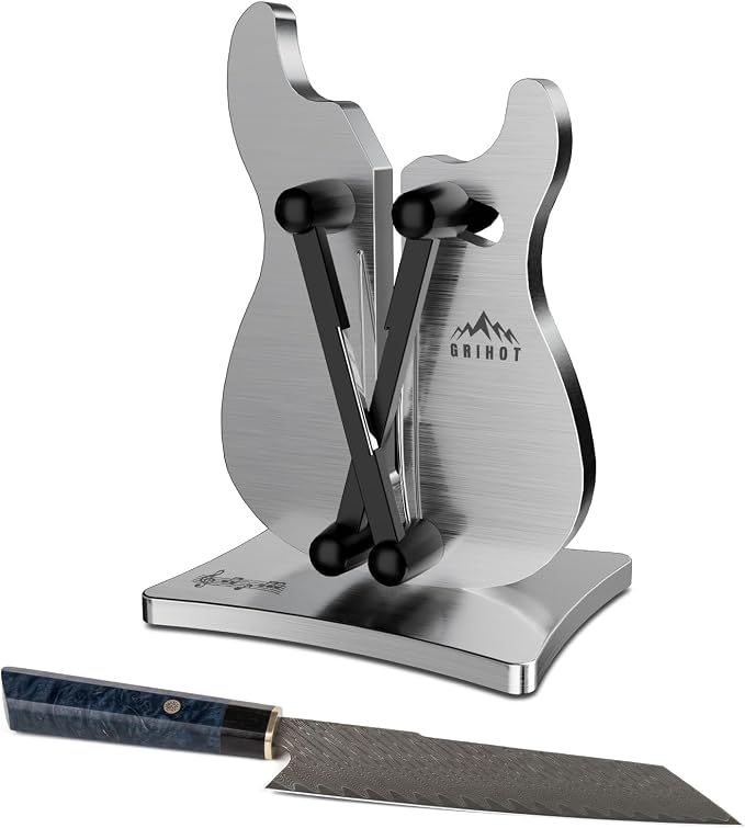 VQ-5 Professional Knife Sharpener | 3-Action Tungsten Carbide | For Repair, Restoration and Sharpening, Easy to Use, Replacement Blades Included, Soild and Durable, Guitar Shaped Design ﻿