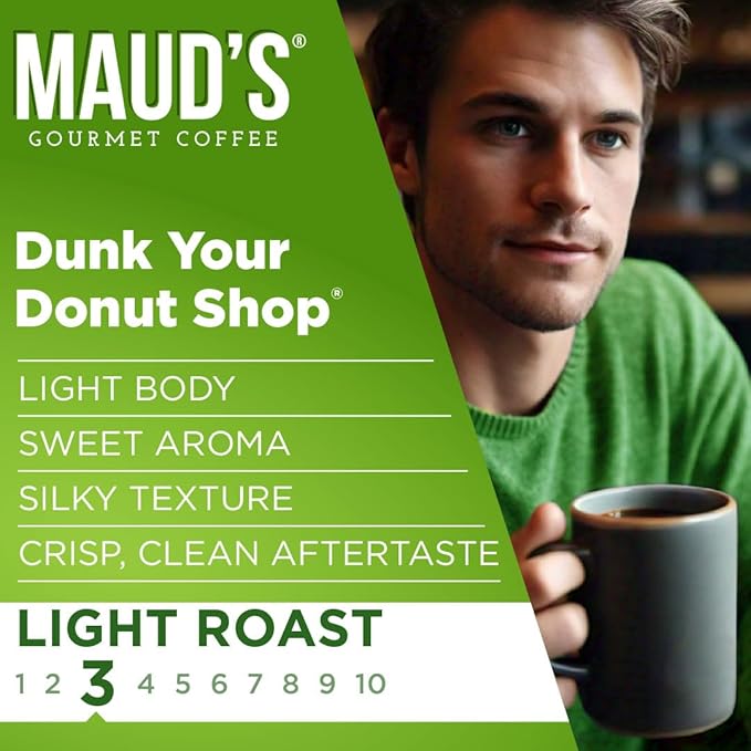 Maud's Donut Shop Coffee Pods, 100 ct, Light Roast Single Serve Pods – 100% Arabica Coffee, Compatible with Keurig K Cups Maker