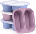 Mossime Silicone Soup Freezer Molds: 1 Cup Silicone Freezer Trays with Lid - 4 Packs Easy Release Soup Freezer Containers - 250ml 125ml Portion Large Cubes for Ice Soup (4, Blue/Purple)