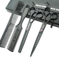 7.0 Inches Hair Cutting Scissors Set with Combs Lether Scissors Case,Hair cutting shears Hair Thinning shears For Personal and Professional (Black)