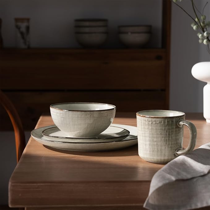famiware Moonlight Coffee Mug Set of 4, 14oz Mug Set with Linen Finish, Coffee Cup Set with Handle for Latte, Cappuccino, Tea, Hot Cocoa, Microwave and Dishwasher Safe, Summer Sand