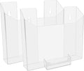 Marketing Holders 2 Pack Brochure Holder for 8.5" Wide Catalogs and 3.5" x 2" Business Cards Clear Acrylic Wall Mount Display Rack for Retail and Office and Flyers Hanging Hardware Included