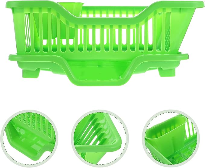 IMIKEYA Green Dish Rack Dish Drainers Kitchen Sink Drying Rack Plastic Household