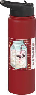 Japanese Kawaii Strawberry Milk Carton Vaporwave Grid Stainless Steel Insulated Water Bottle