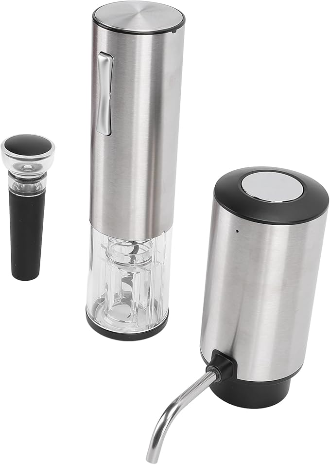 Stainless Steel Electric Wine Aerator, USB Rechargeable Corkscrew, Automatic Wine Pourer with Aerating Chamber, Ideal for Lovers Gifts