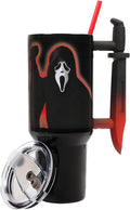 Bioworld Ghostface Text and Logo 40 Oz. Stainless Steel Tumbler With Dagger Handle