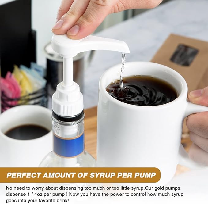 50 Packs Black Coffee Syrup Pump Dispenser, Compatible with 25.4 Oz/750ml Bottles, Great for Home & Coffee Bar Drinking Mixes, Tea, Beverage, Cocktails, Plus Spoons