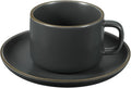 uxcell Handmade Vintage Espresso Cups, 8 oz Coffee Cups and Saucers Ceramic Tea Cup with Handle Dishwasher and Microwave Safe for Latte Cappuccino Milk Office Home Gifts, Pure Gray Blue