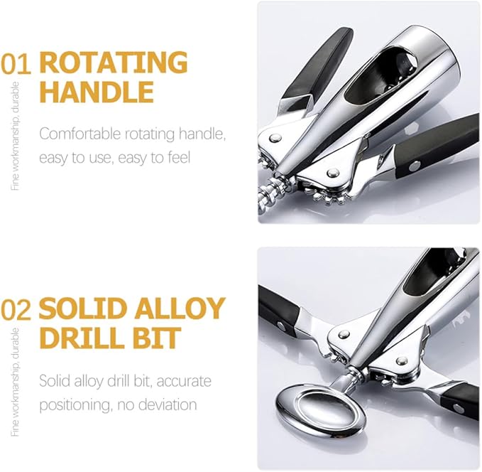 Heavy Duty Zinc Alloy Wine Corkscrew Bottle Opener Multifunctional Manual Can Opener for Kitchen Bar and Home Use