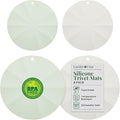 Larder & Vine Silicone Trivets for Hot Pots and Pans | Set of 4 Round Hot Pads for Kitchen | 7” & 9” Trivets for Hot Dishes | Heat-Resistant Silicone Mats for Kitchen Counter | Sage/French Gray