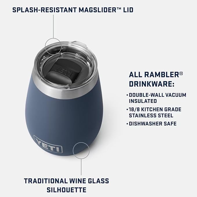 YETI Rambler 10 oz Wine Tumbler, Vacuum Insulated, Stainless Steel with MagSlider Lid, Key Lime