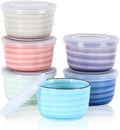 Selamica Ceramic Ramekins with Lids, 10 OZ Creme Brulee Ramekins with Covers Oven Safe, Custard Cups Small Baking Bowls for Souffle, Pudding, Onion Soup, Dips, Set of 6, Gradient Color