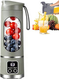 Portable 16oz Cordless Blender, USB Rechargeable Personal Smoothie Maker Cup, High Speed Compact Mixer for Ice, Fruit & Protein Shakes, Travel Friendly Bottle with Drinking Lid, Easy Clean