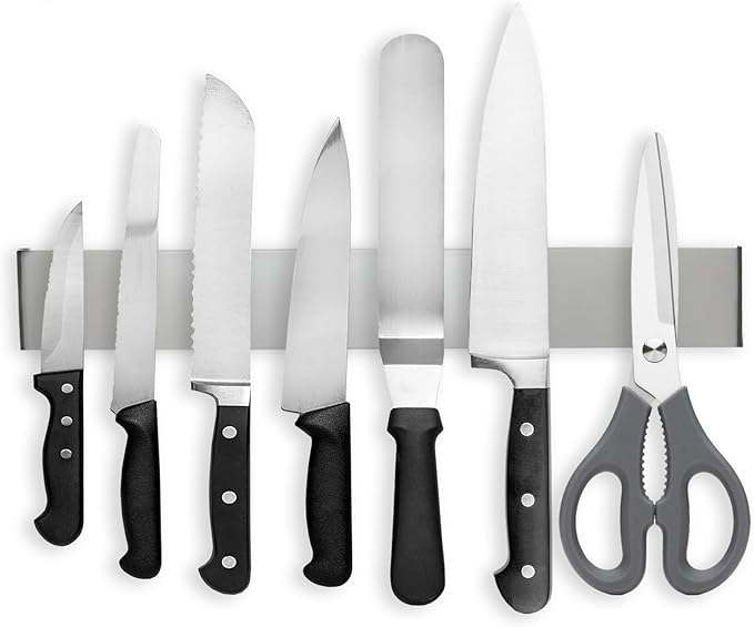 Magnetic Knife Holder for Wall, 20" Magnetic Knife Strips, Stainless Steel Magnetic Bar as a Knife Holder, Magnetic Strip for Knives for Kitchen Utensil Organizer (Silver, 20 Inch)